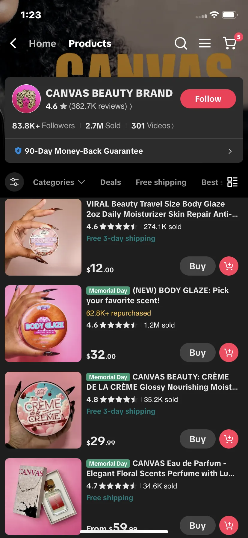 Canvas Beauty — sklep na TikTok Shop